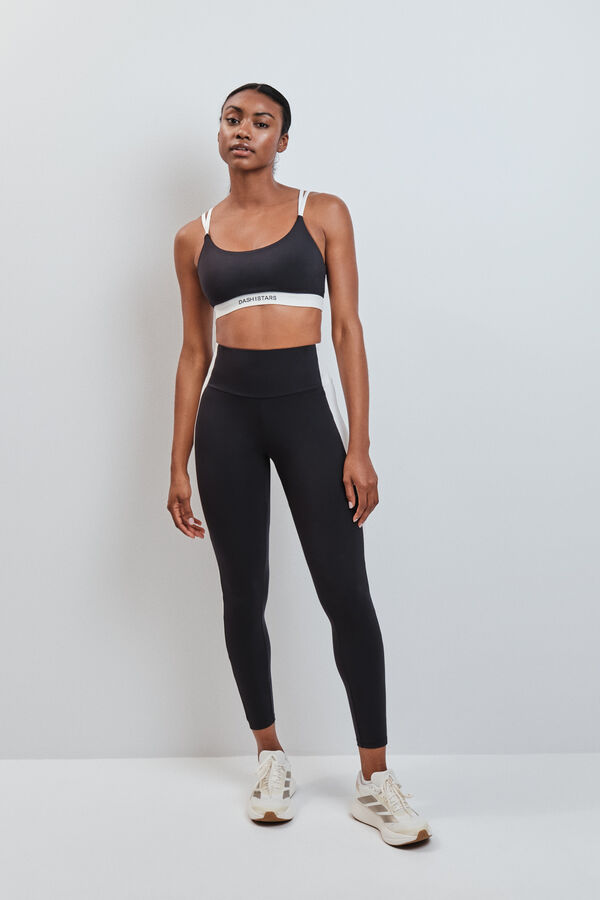 Dash and Stars Leggings compridos 4D STRETCH contraste preto preto