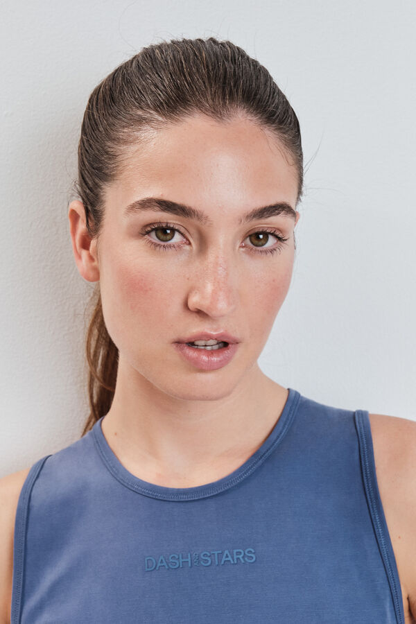 Dash and Stars T-shirt sem mangas soft touch azul azul