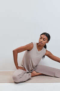 Dash and Stars T-shirt de al&ccedil;as canelada bege