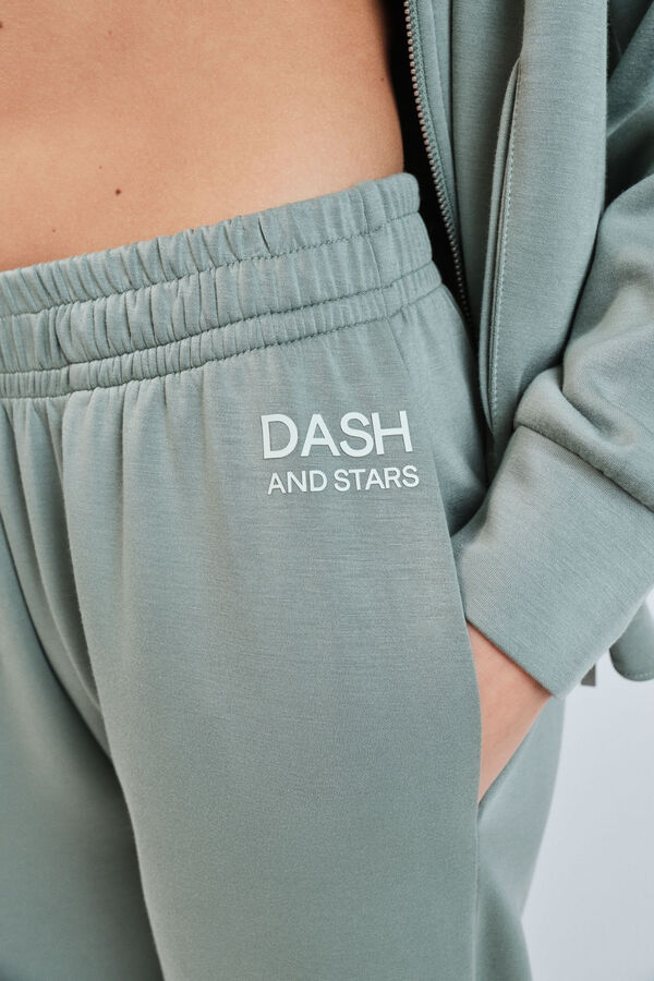 Dash and Stars Cal&ccedil;as compridas largas em viscose suave verde verde