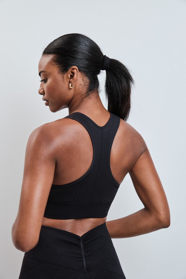 Dash and Stars Soutien desportivo preto fecho-&eacute;clair SEAMLESS FIT preto