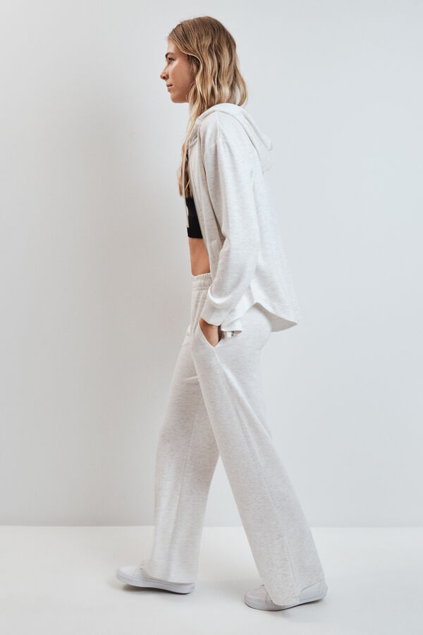 Dash and Stars Cal&ccedil;as compridas largas em viscose suave cinza cinzento