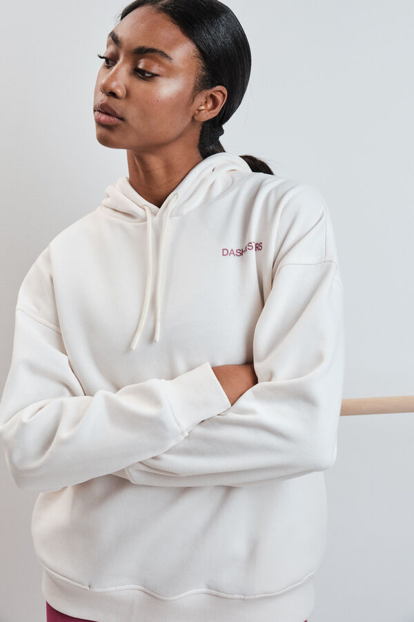 Dash and Stars Sweatshirt de felpa de algod&atilde;o branca beige
