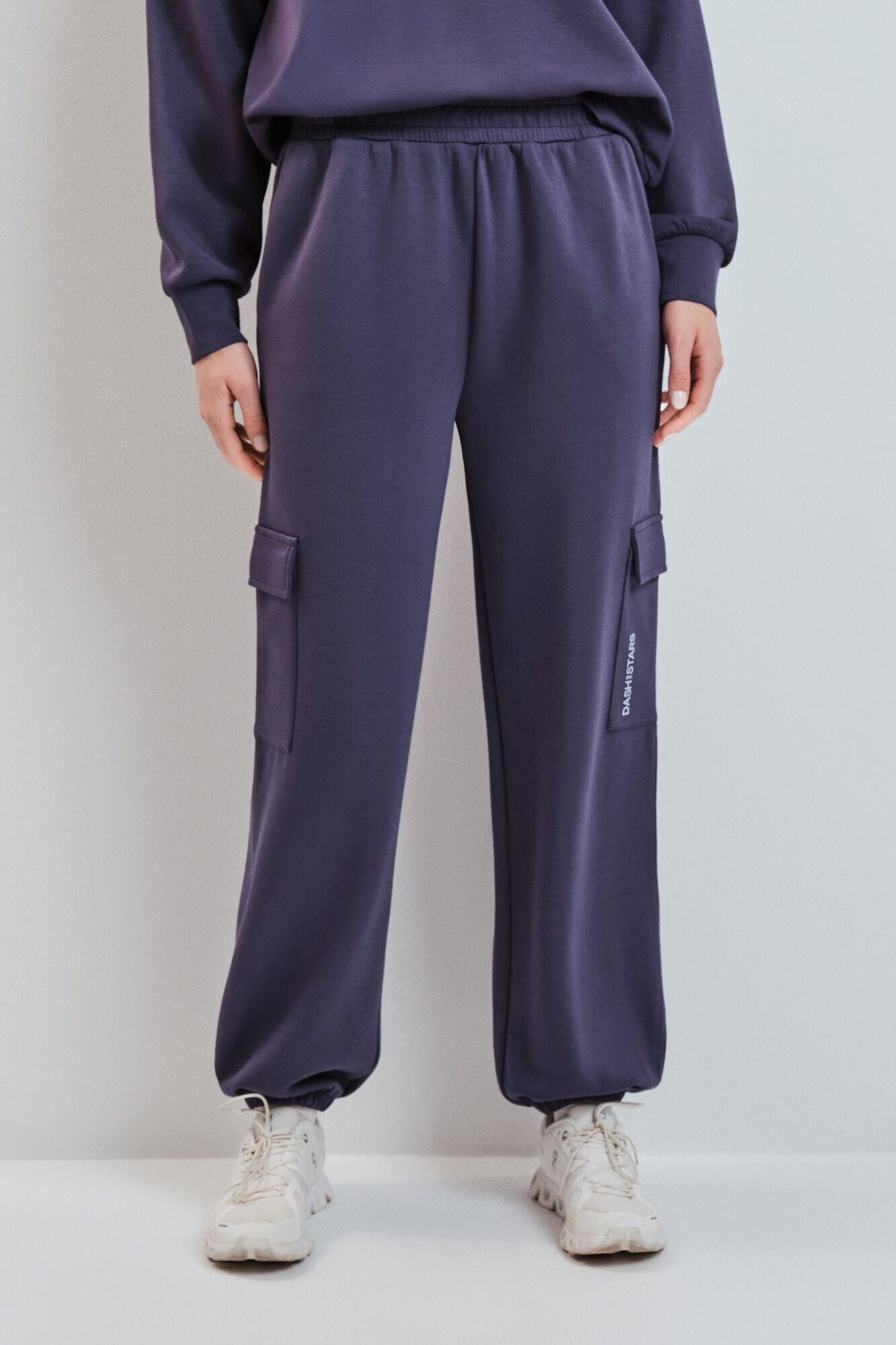 Dash and Stars Cal&ccedil;a comprida larga cinzenta