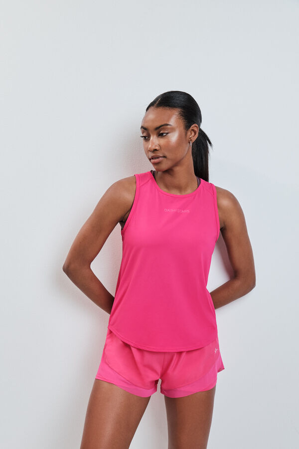 Dash and Stars T-shirt t&eacute;cnica sem mangas rosa rosa