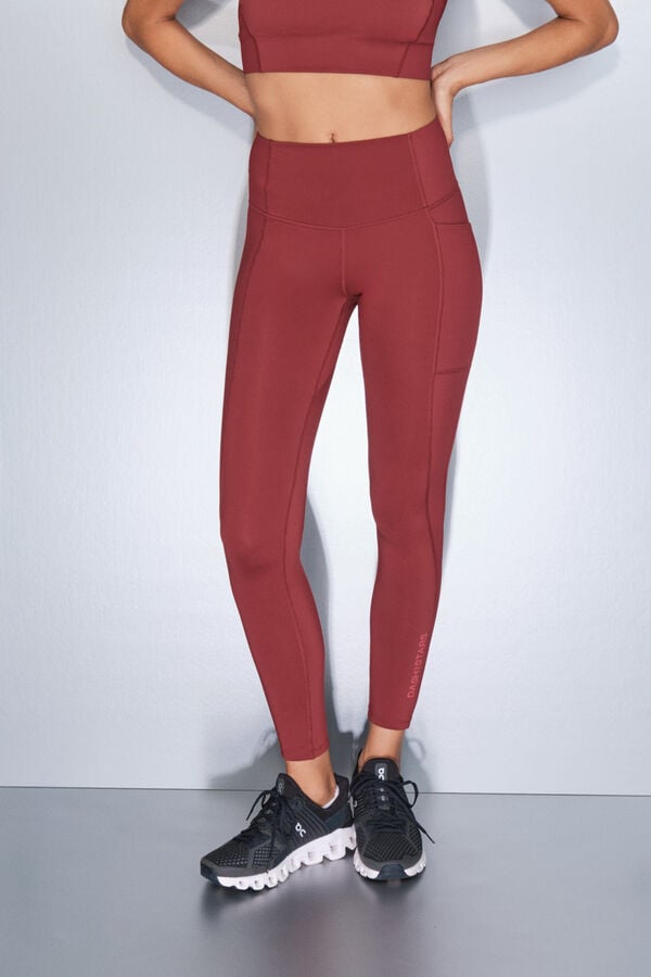 Dash and Stars Legging 4D STRETCH marrom escuro vermelho
