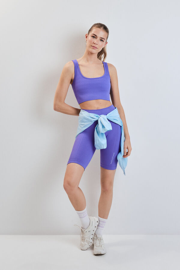 Dash and Stars Blue gingham SEAMLESS COMFORT sports bra pink