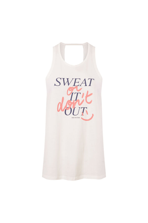 Dash and Stars T-shirt sem mangas em algod&atilde;o branco beige