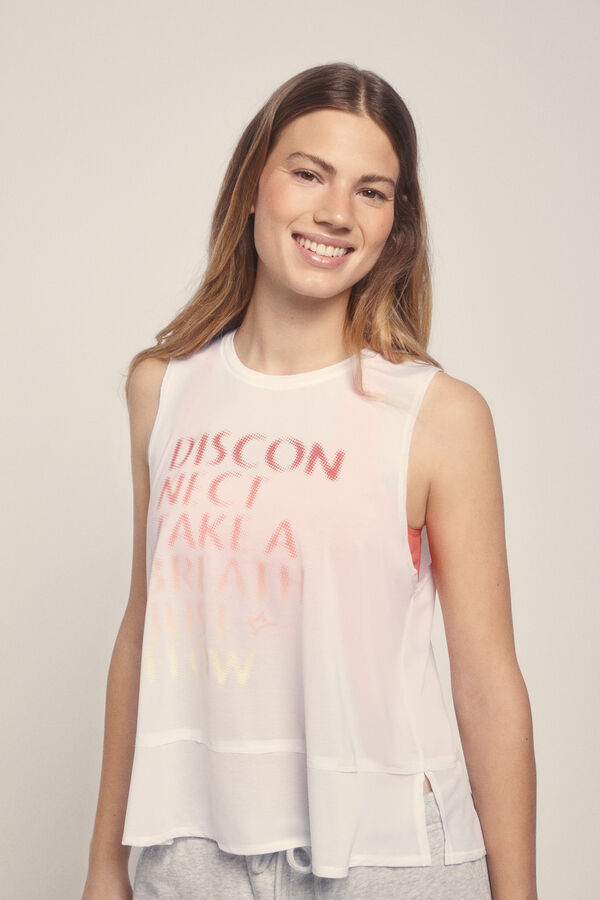 Dash and Stars T-shirt branco com halter beige