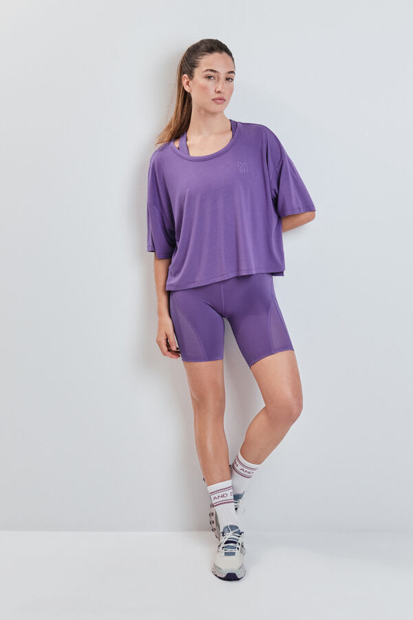 Dash and Stars T-shirt manga curta extrassuave roxa rosa
