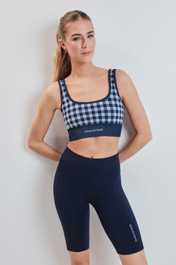 Dash and Stars Blue SEAMLESS COMFORT cycling leggings blue