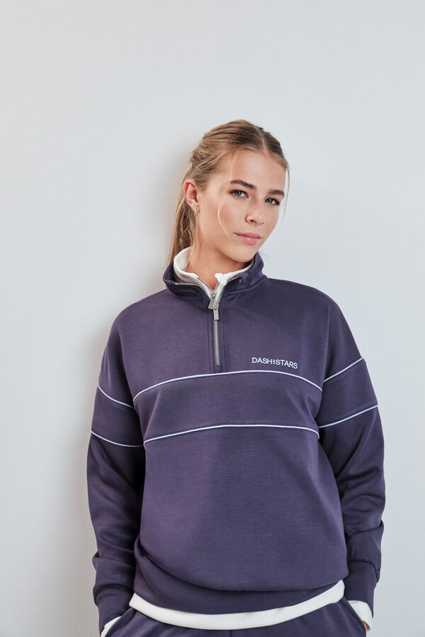 Dash and Stars Casaco gola alta com fecho-&eacute;clair cinzento cinzento