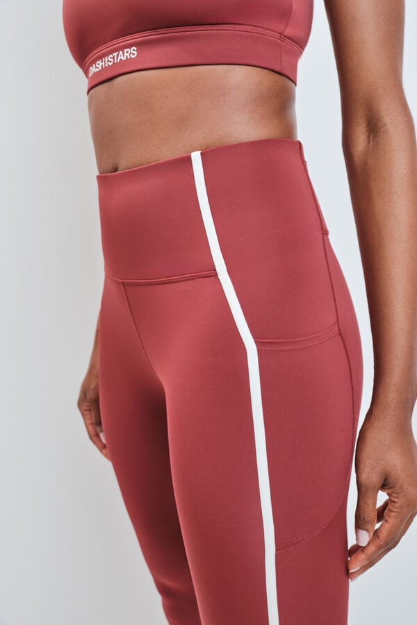 Dash and Stars Legging comprida 4D STRETCH bordeaux vermelho