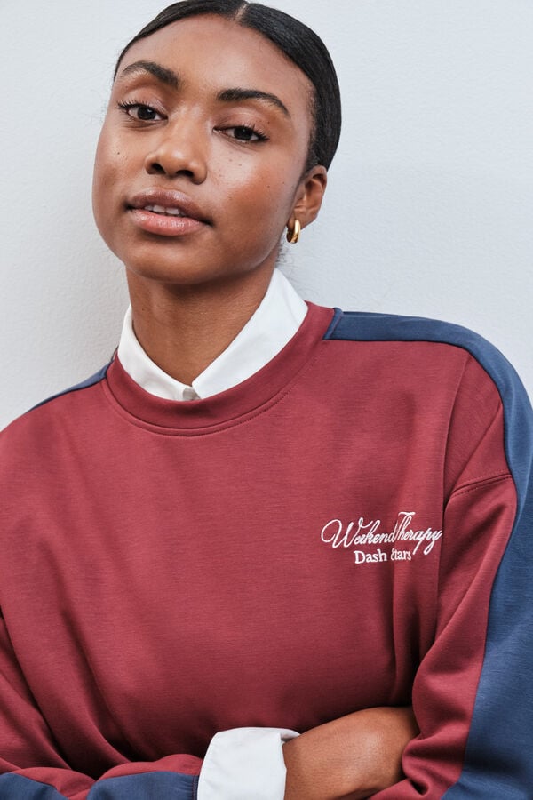 Dash and Stars Sweatshirt manga comprida soft touch gren&aacute; vermelho