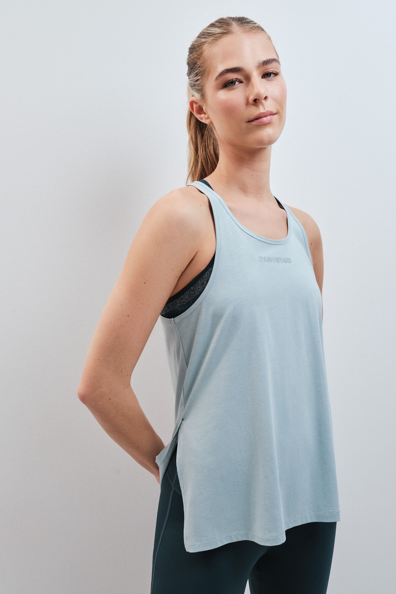 Dash and Stars Camiseta halter 100% algod&oacute;n verde