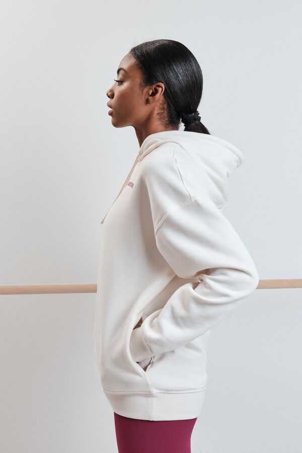 Dash and Stars Sweatshirt de felpa de algod&atilde;o branca beige