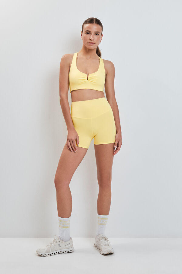 Dash and Stars Yellow 4D STRETCH short leggings printed