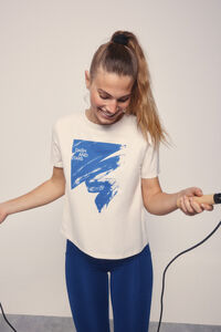 Dash and Stars T-shirt azul de algodão escovado