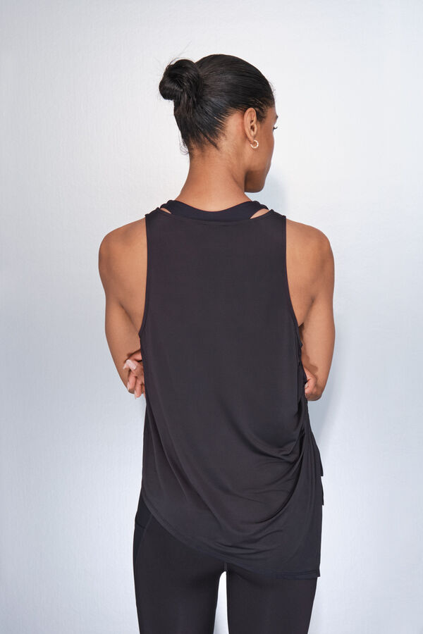 Dash and Stars T-shirt preto assimétrico halter preto