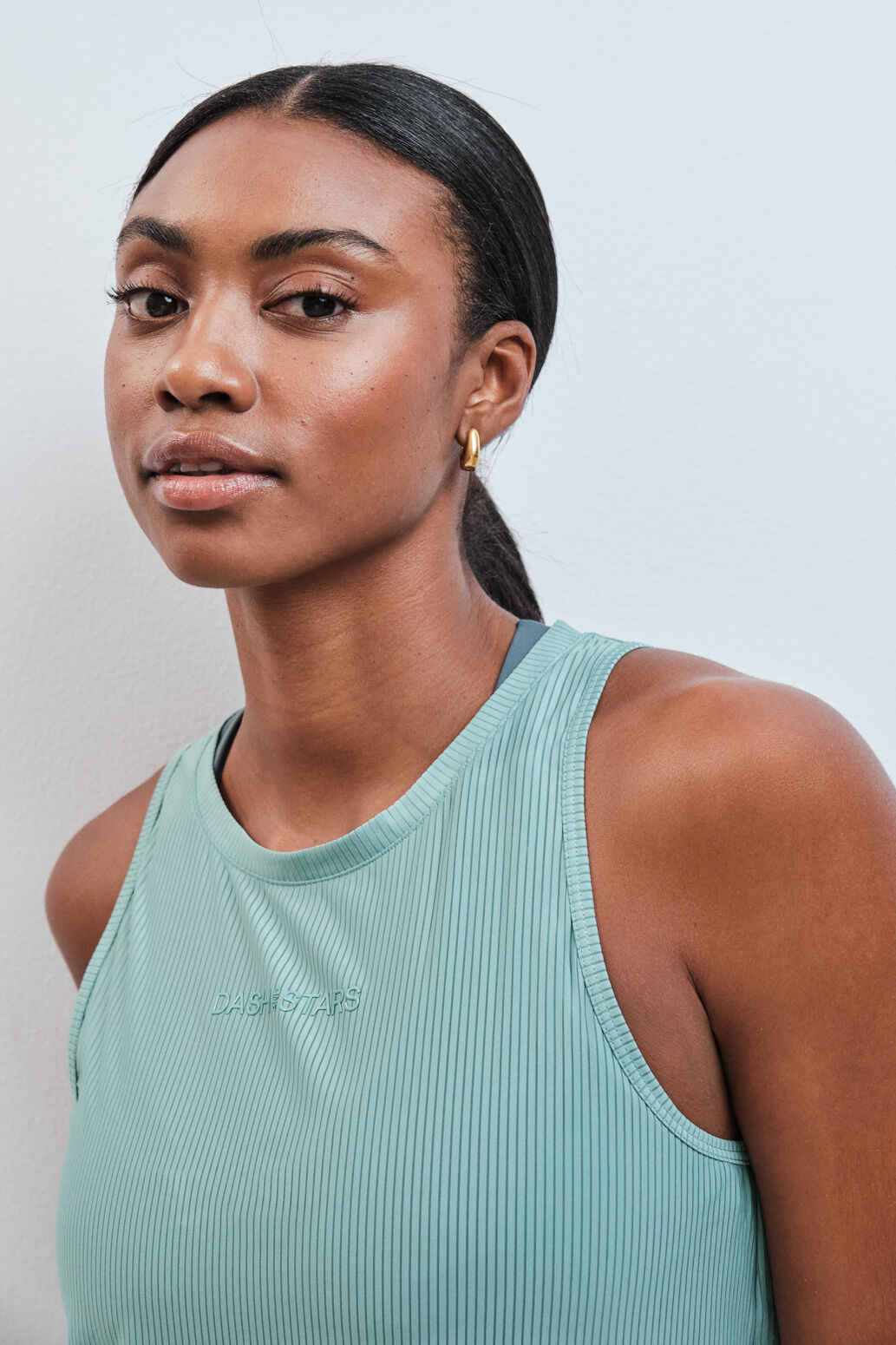 Dash and Stars Camiseta halter semitransparente verde