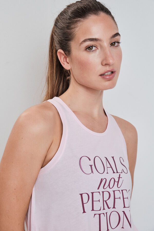 Dash and Stars T-shirt sem mangas em algod&atilde;o rosa rosa