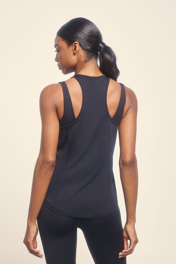 Dash and Stars Camiseta preta de microfibra halter única preto