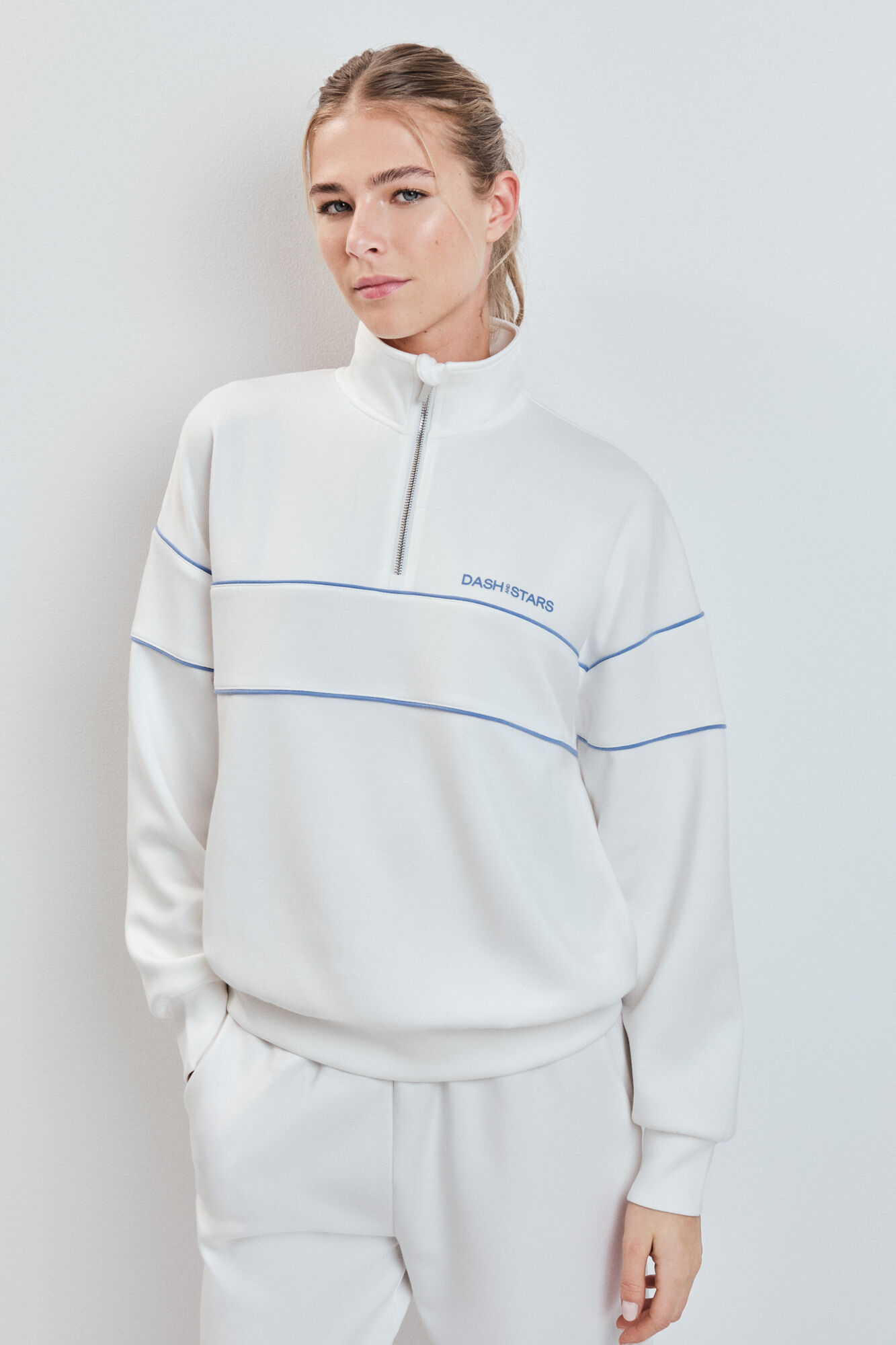 Dash and Stars Casaco gola alta com fecho-&eacute;clair branco
