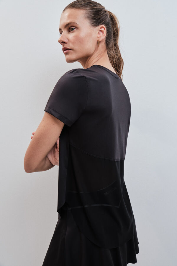 Dash and Stars T-shirt t&eacute;cnica manga curta preto preto