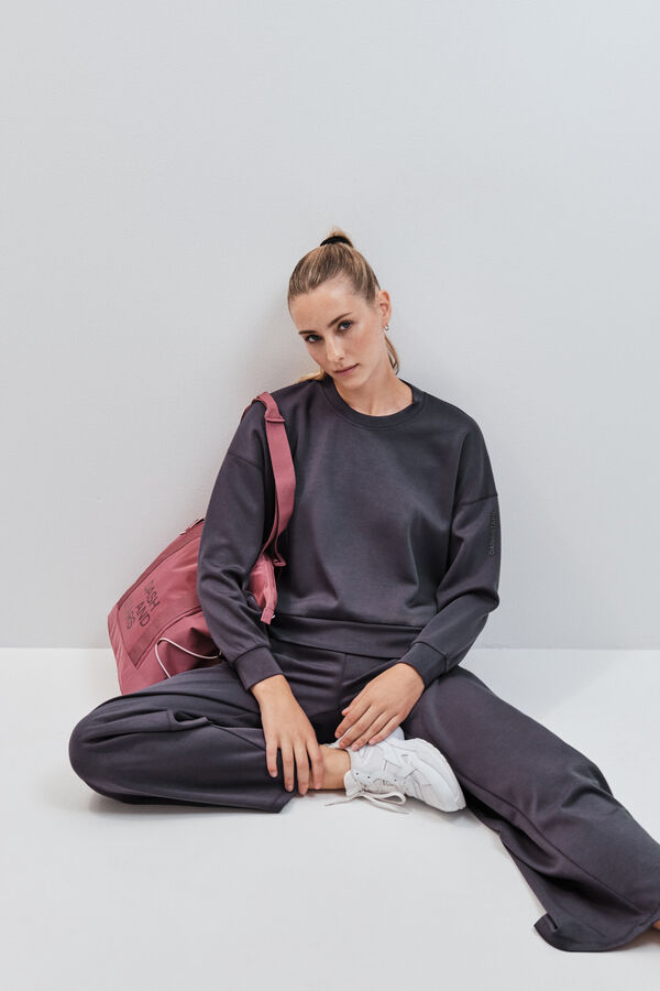 Dash and Stars Sweatshirt college em modal cinza cinzento