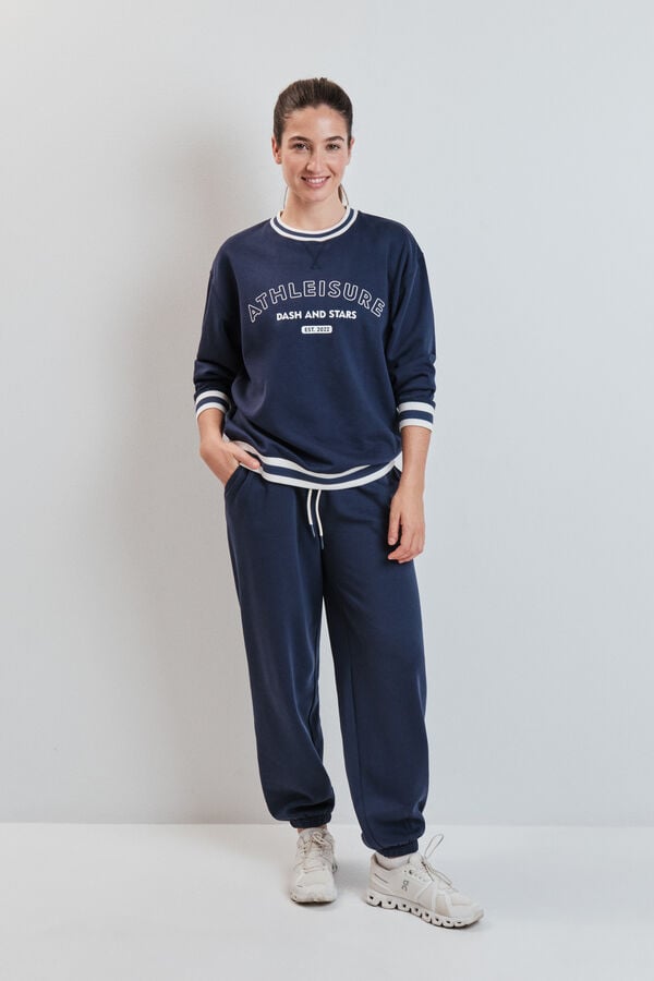 Dash and Stars Sweatshirt college em molet&atilde;o azul azul