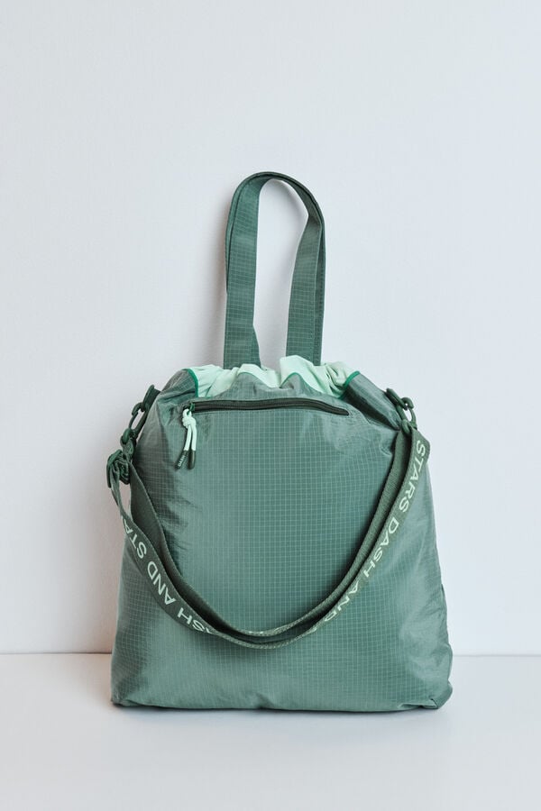 Dash and Stars Mala tote bag acolchoada em nylon verde