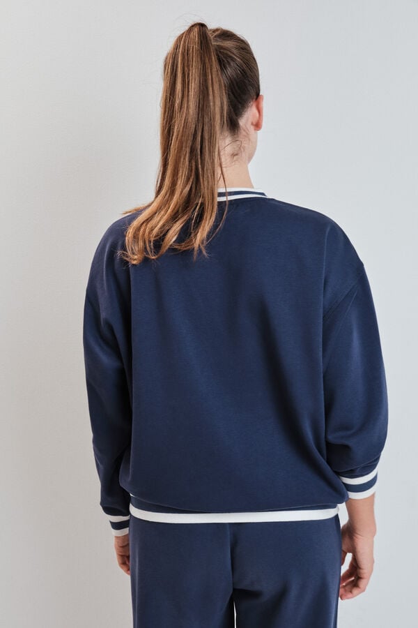 Dash and Stars Sweatshirt college em molet&atilde;o azul azul