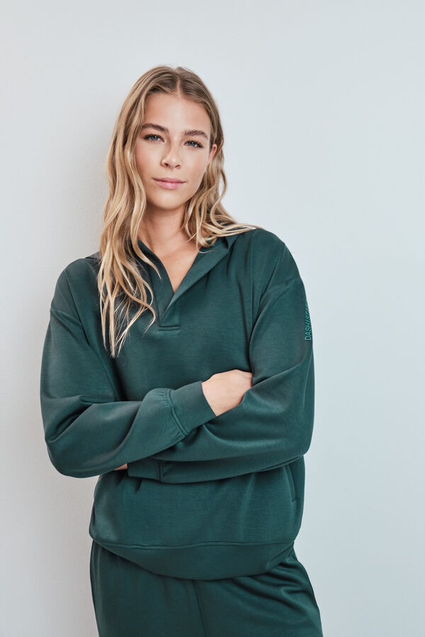 Dash and Stars Sweatshirt com capuz verde verde