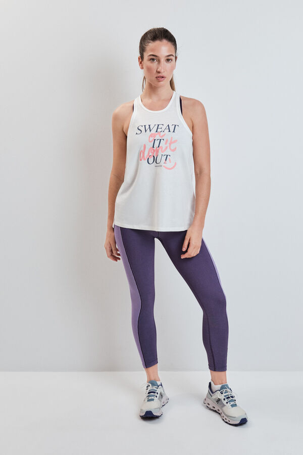 Dash and Stars T-shirt sem mangas em algod&atilde;o branco beige