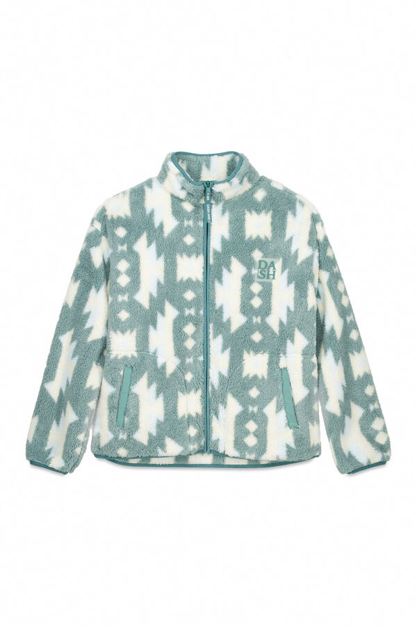 Dash and Stars Fecho-Éclair de lã com sweatshirt verde polar verde