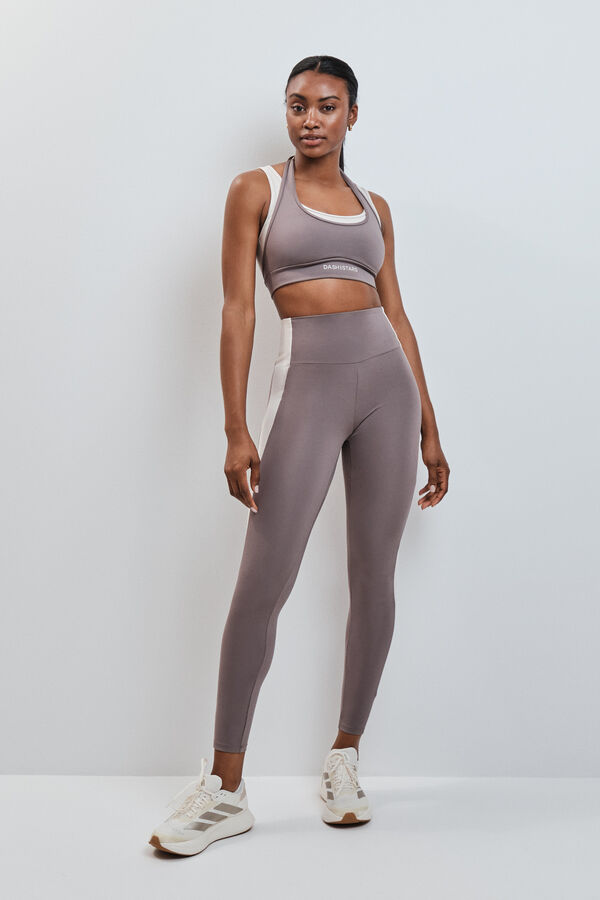 Dash and Stars Leggings compridos 4D STRETCH contraste marrom cru