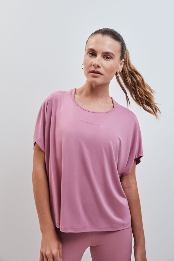 Dash and Stars T-shirt de manga curta em modal rosa rosa
