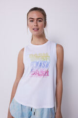 Dash and Stars T-shirt sans manches blanc beige