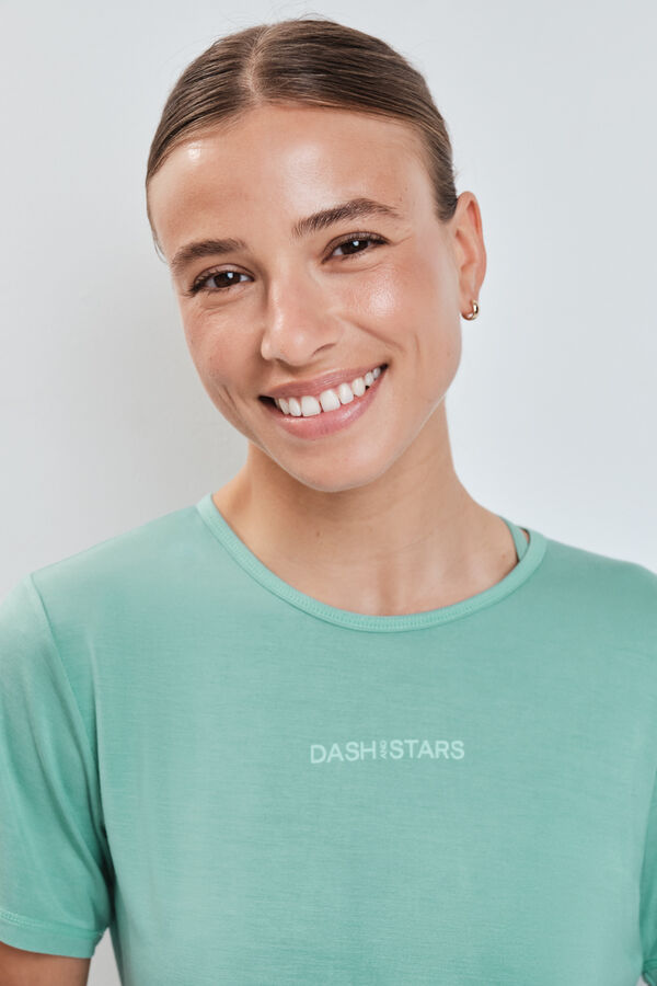 Dash and Stars T-shirt com abertura nas costas verde verde