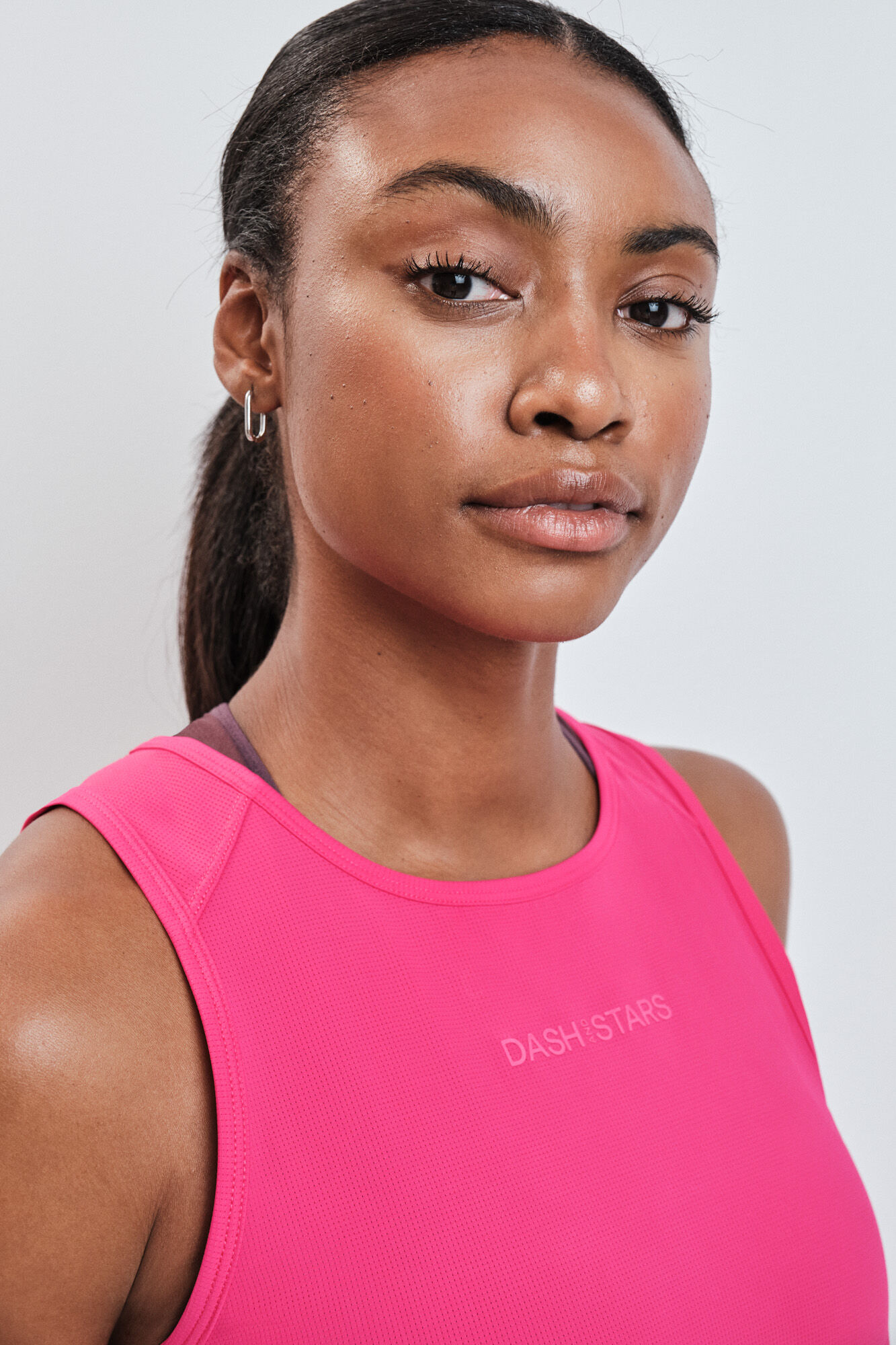 Dash and Stars T-shirt t&eacute;cnica sem mangas rosa
