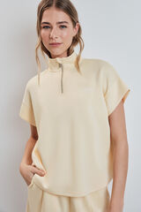 Dash and Stars Sweatshirt manga curta em viscose suave amarela impress&atilde;o