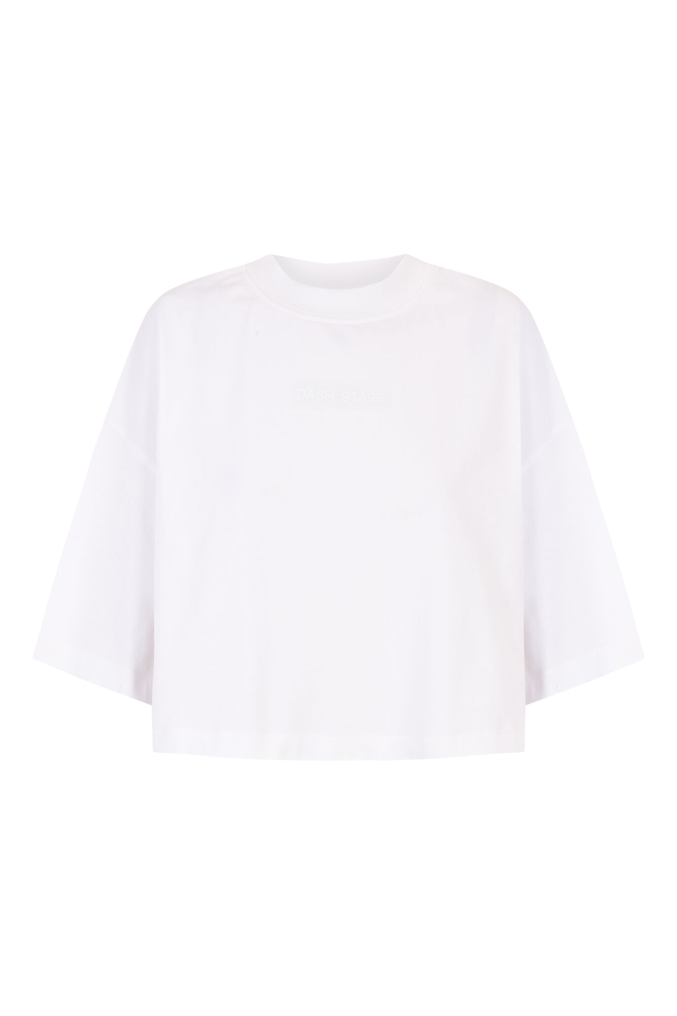 Dash and Stars T-shirt boxy 100% algod&atilde;o branco