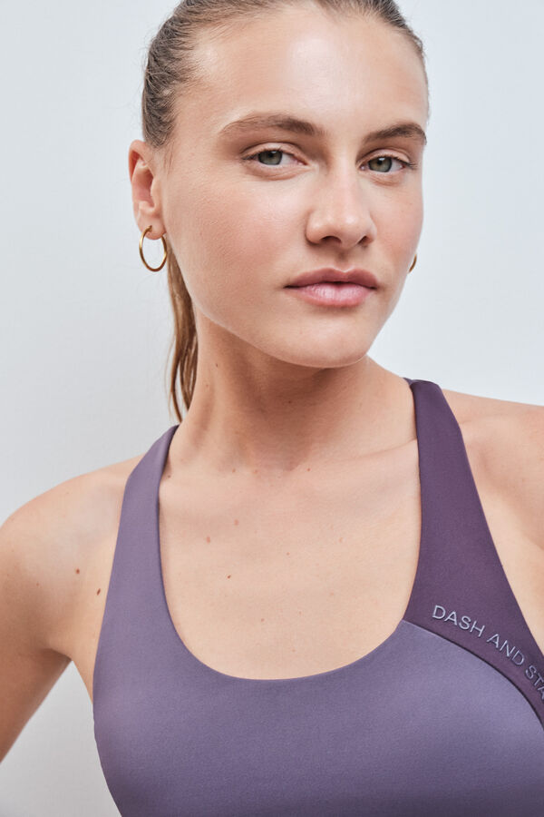 Dash and Stars Soutien desportivo crop 4D Stretch gren&aacute; rosa
