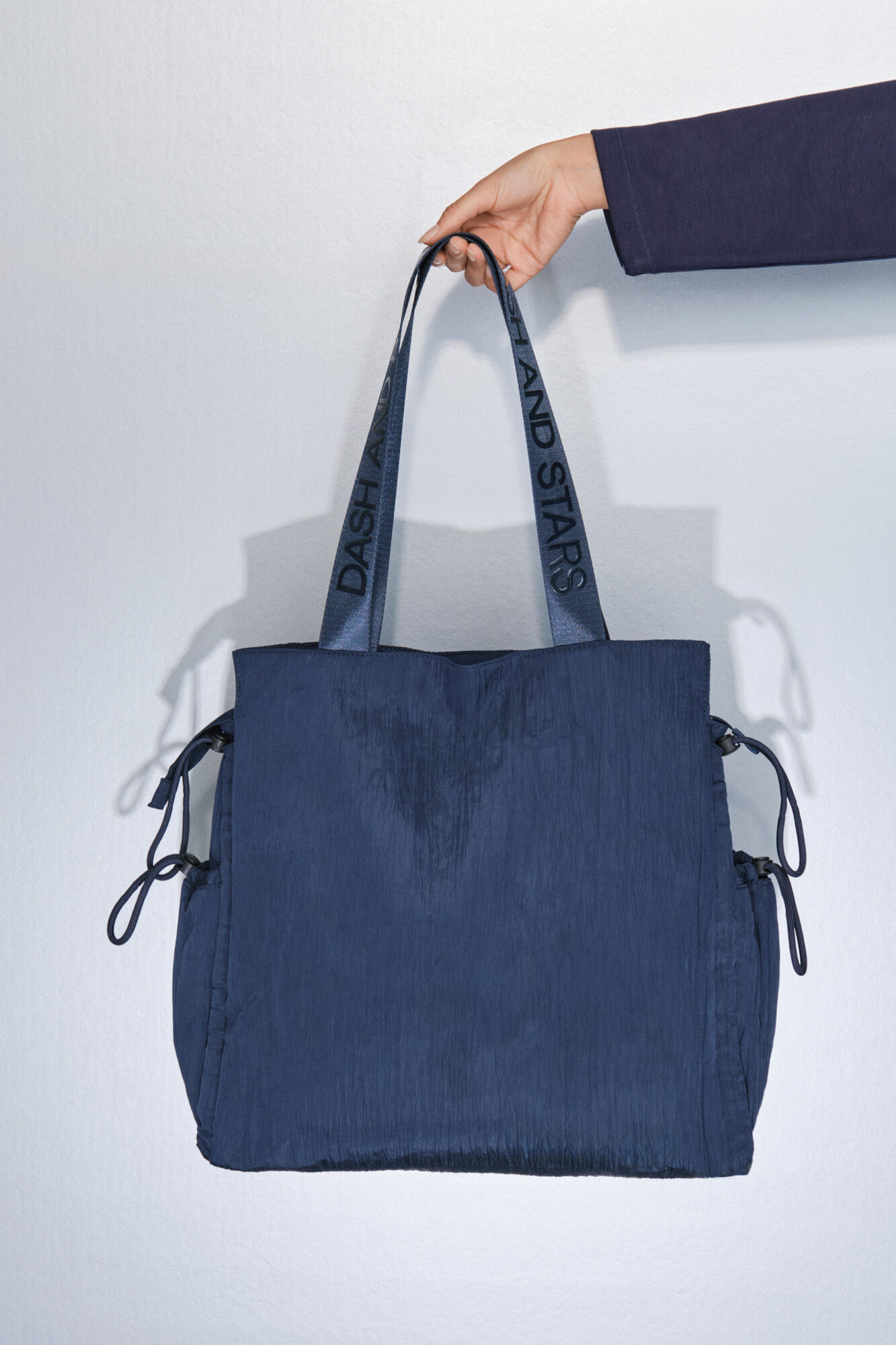 Dash and Stars Bolso tote nylon azul satinado
