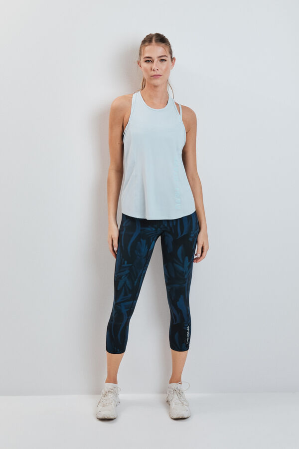 Dash and Stars T-shirt perfurada em microfibra azul azul