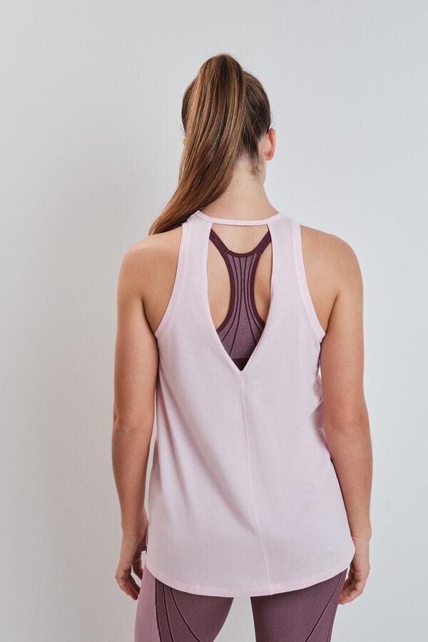 Dash and Stars T-shirt sem mangas em algod&atilde;o rosa rosa