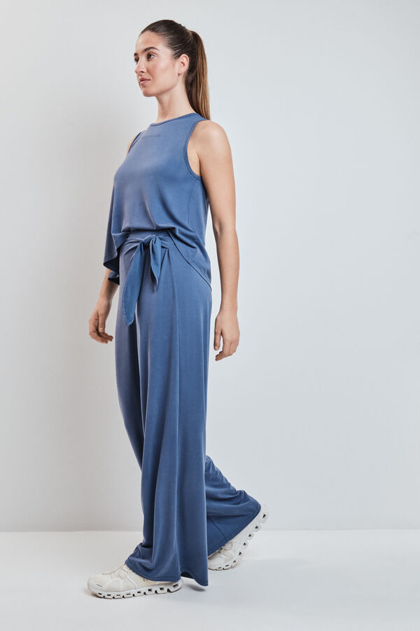 Dash and Stars Cal&ccedil;a comprida palazzo soft touch azul azul