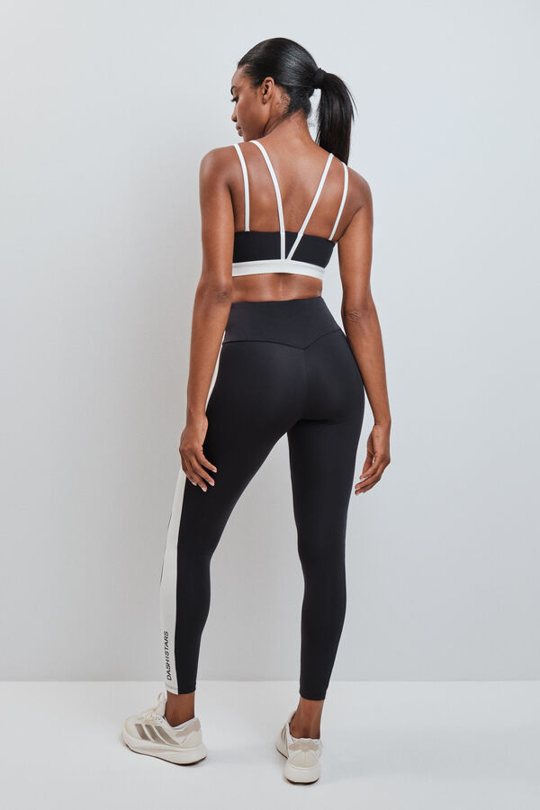 Dash and Stars Leggings compridos 4D STRETCH contraste preto preto