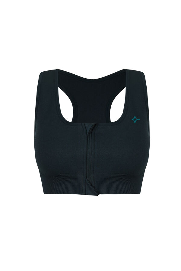 Dash and Stars Green central zip sports bra SEAMLESS FIT green