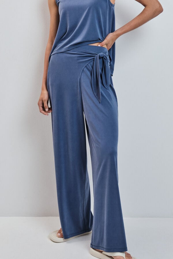 Dash and Stars Cal&ccedil;a comprida palazzo soft touch azul azul